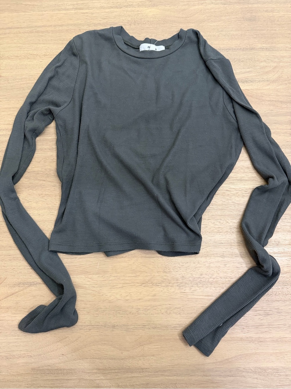 Joah brown ribbed long sleeve crew spruce M/L